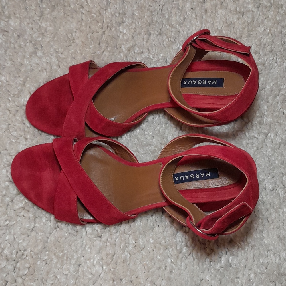 MARGAUX CITY SANDALS IN RED SUEDE size 39.5 - Picture 8 of 16